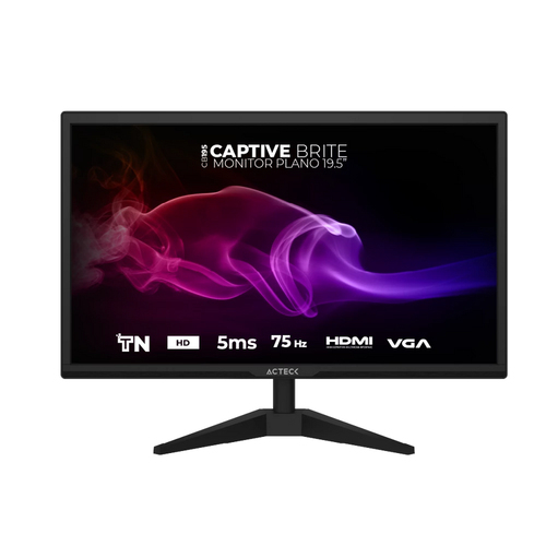7506215939409 MONITOR ACTECK CAPTIVE BRITE CB195 19.5 PLANO HD 60HZ VGA HDMI 