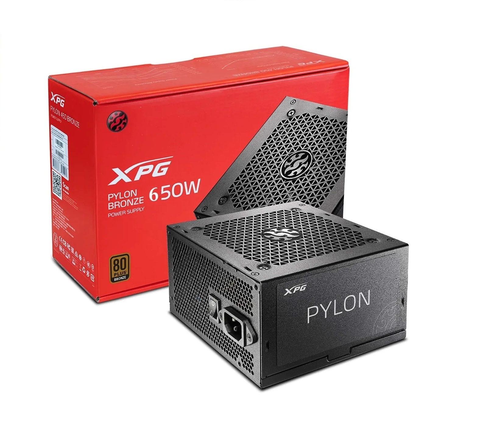 842243020779 Fuente de poder XPG Pylon 650W, 1x20+4 Pin, 1x ATX 4+4, 8x Sata, 4x PCI-E, 3x Molex, 80 Plus Bronze, PYLON650B-BKCUS