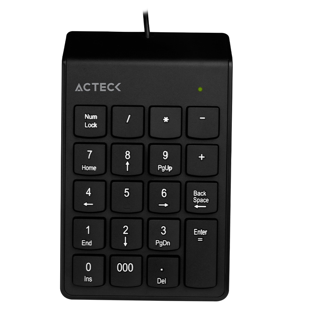 7506215932622  Teclado Numerico Acteck Inspire Tn220, Alambrico, Usb, Cable 1.20m, 19 Teclas, Consumo 5v, Negro, Ac-932622