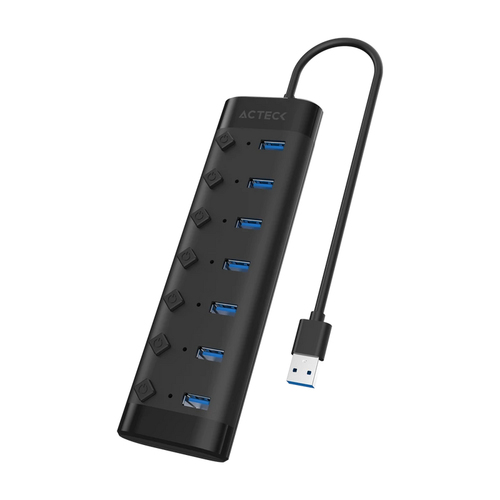 7506215937054  Hub Acteck Port X7 Dh470 Usb 3.2 Gen 1 (3.1 Gen 1), 7 Puertos Usb 3.1, Negro